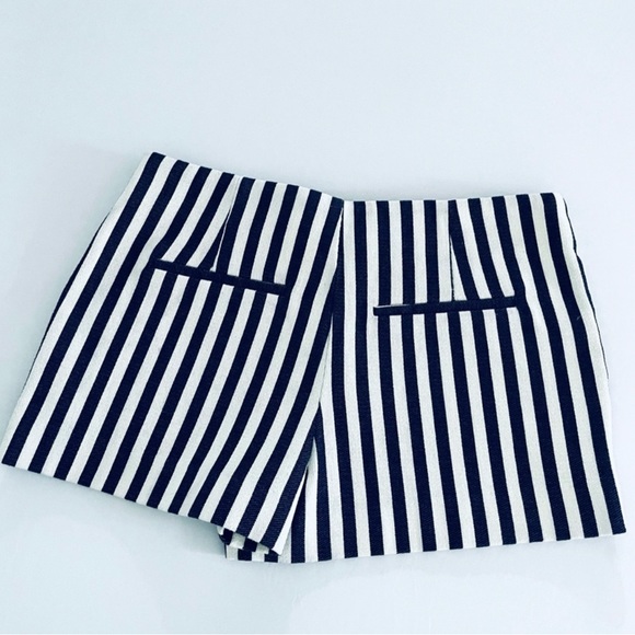 ZARA High Rise Horizon Striped Linen Shorts - Picture 5 of 9